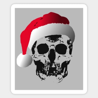 Funny Gothic Skull In Santa Claus Hat Distressed Magnet